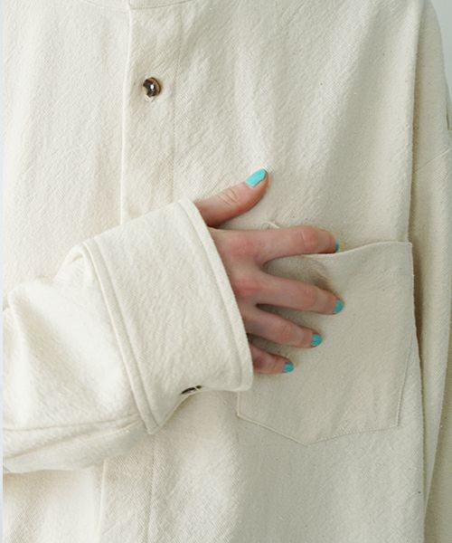 VUヴウwide stand collar shirts nep cotton silk [OFF WHITE] vu-sht-008