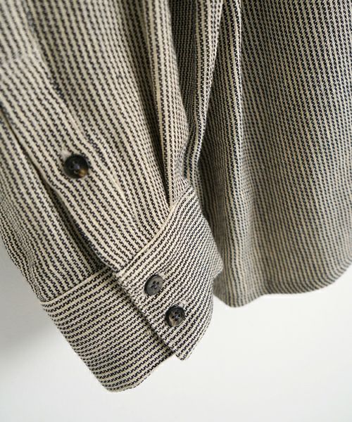 YANTOR Khadi Hickory Pasted Flyfront Shirts[Y255SH05/BEIGE]