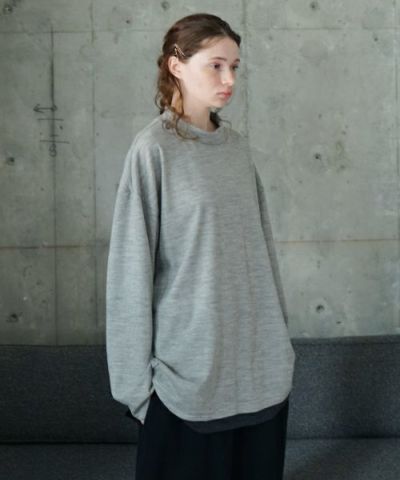 VU<br>ヴウ<br>petite high neck layered long knit  [HEATHER GRAY MIX] vum-kn-02