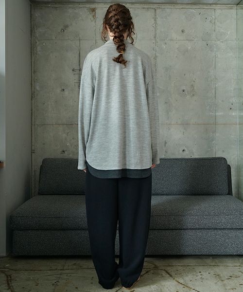 VU ヴウ petite high neck layered long knit washable wool [HEATHER GRAY MIX] vum-kn-02
