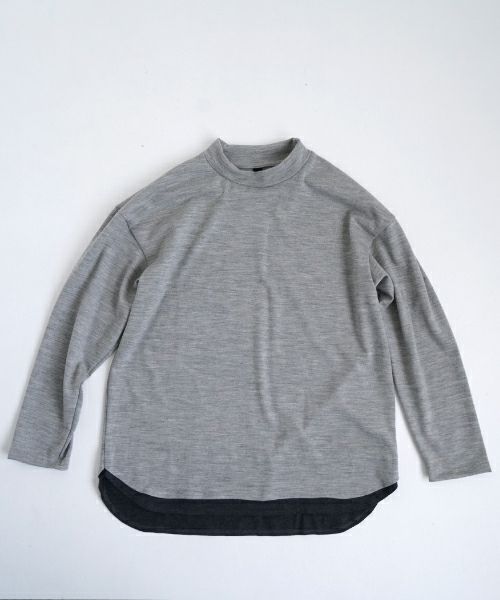 VU ヴウ petite high neck layered long knit washable wool [HEATHER GRAY MIX] vum-kn-02