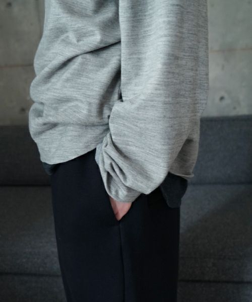 VU ヴウ petite high neck layered long knit washable wool [HEATHER GRAY MIX] vum-kn-02