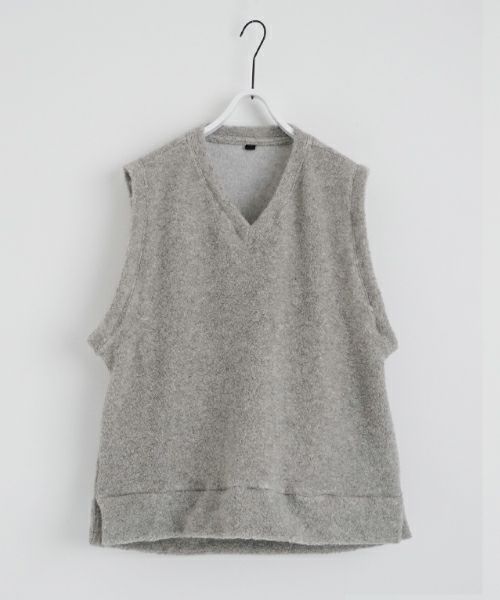 VU ヴウ boa v vest  [LIGHT HEATHER GRAY] vum-kn01