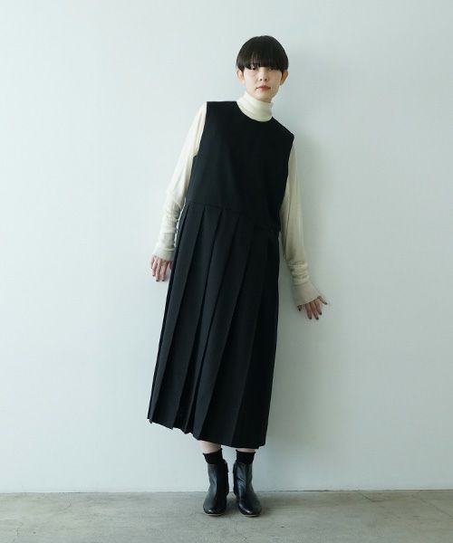  Mochiモチa-line sleeveless dress [black/256-Mochi-01]