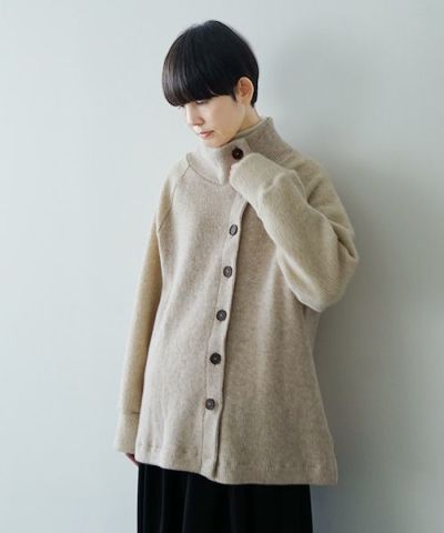 Mochiモチside button knit cardigan [mocha/ma25-kn-03]