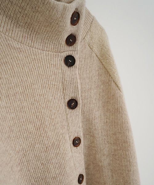 Mochiモチside button knit cardigan [mocha/ma25-kn-03]