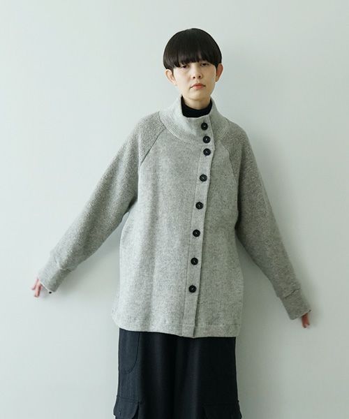  Mochiモチside button knit cardigan [grey/ma25-kn-03]