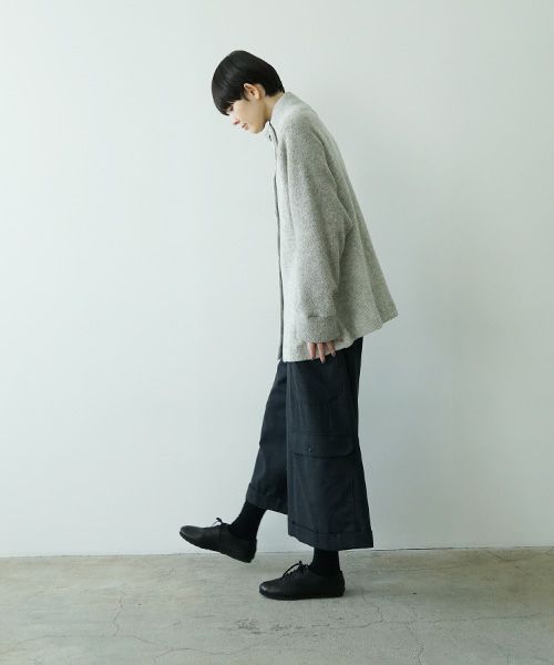  Mochiモチside button knit cardigan [grey/ma25-kn-03]