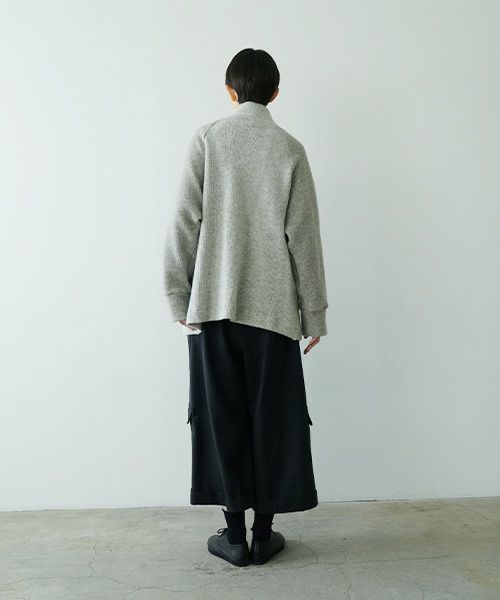  Mochiモチside button knit cardigan [grey/ma25-kn-03]