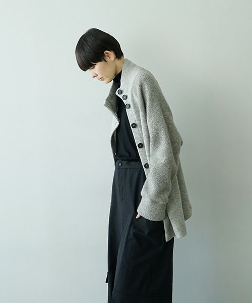  Mochiモチside button knit cardigan [grey/ma25-kn-03]