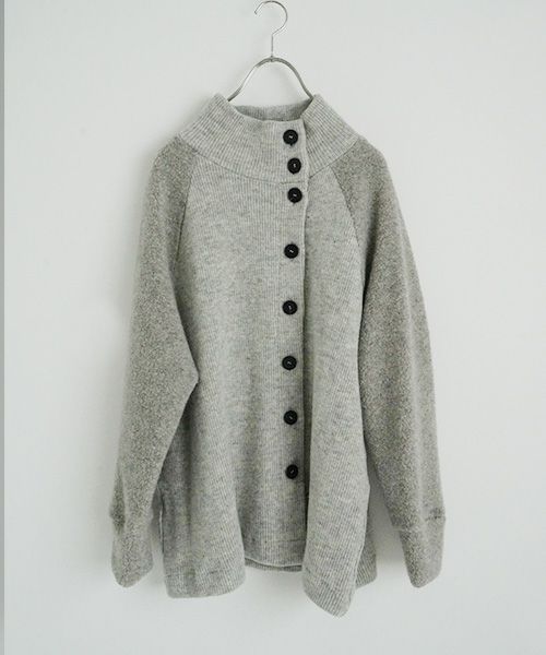  Mochiモチside button knit cardigan [grey/ma25-kn-03]