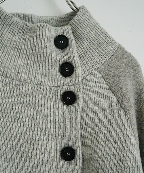  Mochiモチside button knit cardigan [grey/ma25-kn-03]