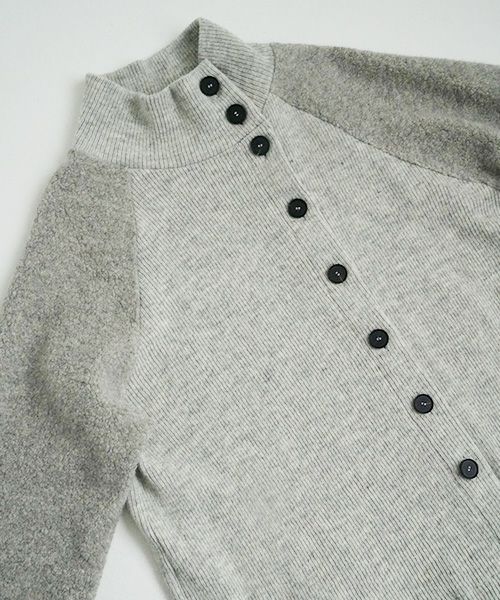  Mochiモチside button knit cardigan [grey/ma25-kn-03]