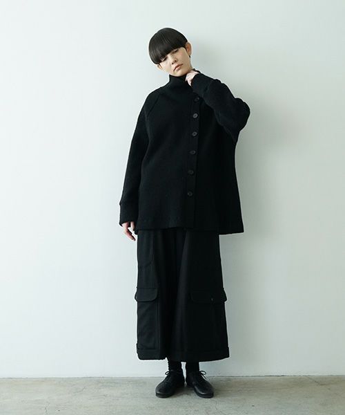 Mochiモチside button knit cardigan [black/ma25-kn-03]