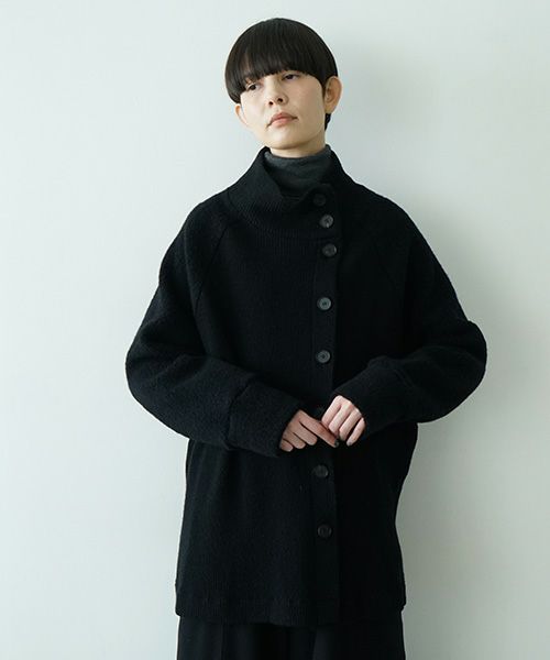 Mochiモチside button knit cardigan [black/ma25-kn-03]