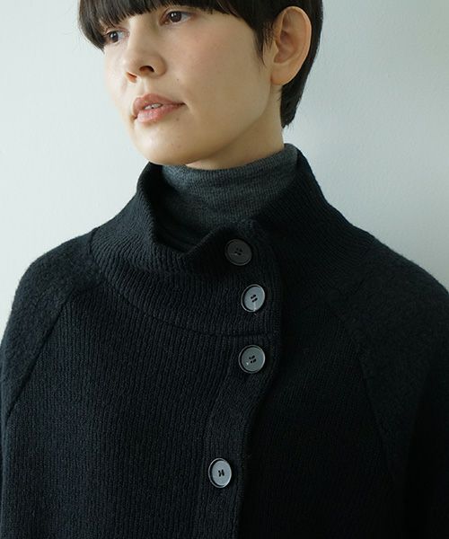 Mochiモチside button knit cardigan [black/ma25-kn-03]