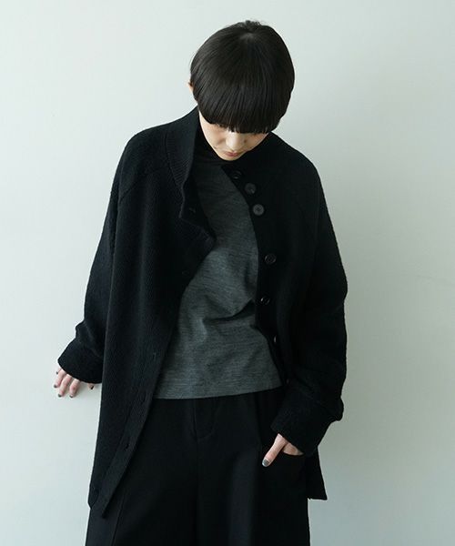 Mochiモチside button knit cardigan [black/ma25-kn-03]
