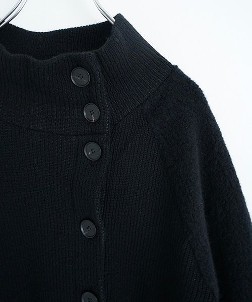 Mochiモチside button knit cardigan [black/ma25-kn-03]