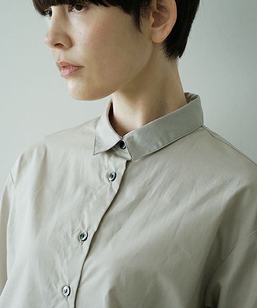 Mochiモチfinx cotton double slit shirt [off beige/ma25-b-01] 