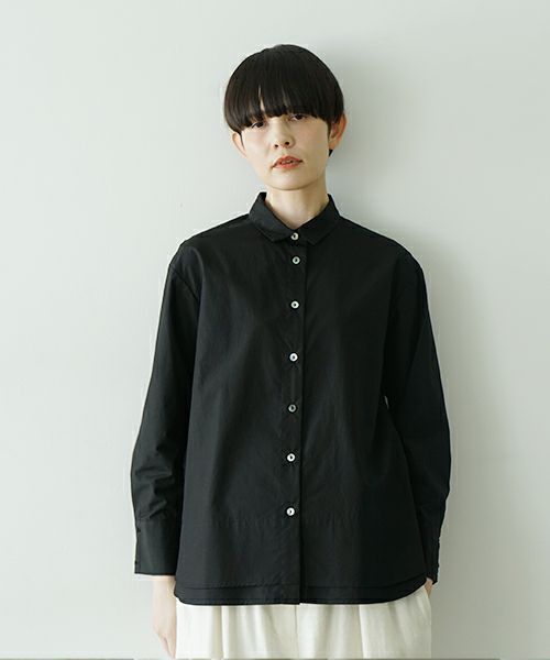 Mochiモチfinx cotton double slit shirt [black/ma25-b-01] 
