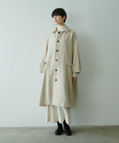Mochiモチpetal sleeve coat [mocha greige/ma25-co-03]