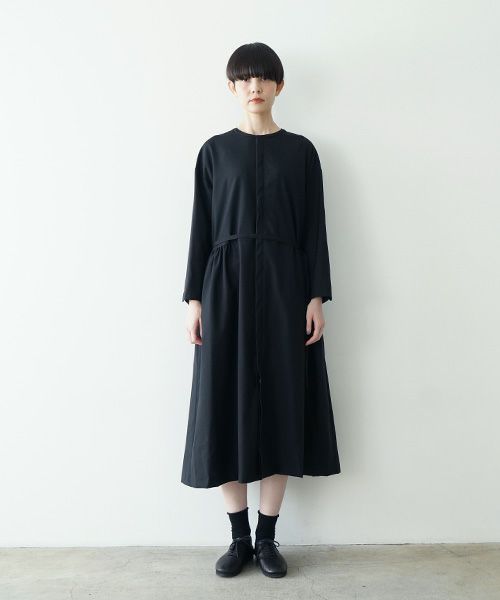 Mochiモチside gather dress [black/ma24-op-02]