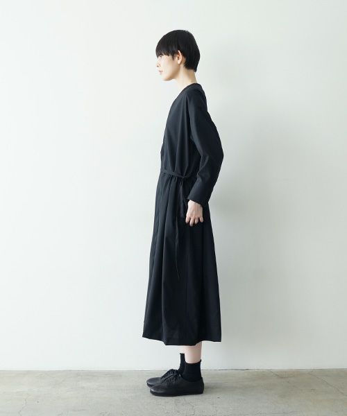 Mochiモチside gather dress [black/ma24-op-02]