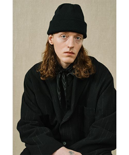 YOKO SAKAMOTOヨーコサカモトKNIT BIG WATCH CAP - HARD TWIST (BLACK) YS - KNIT - CAP - WO - HT