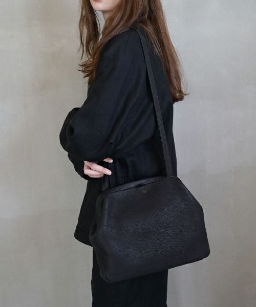 VU PRODUCTヴウプロダクトgama shoulder bag deer leather wide(BLACK)鹿革がま口ワイショルダーバッグvu-product-b20_b