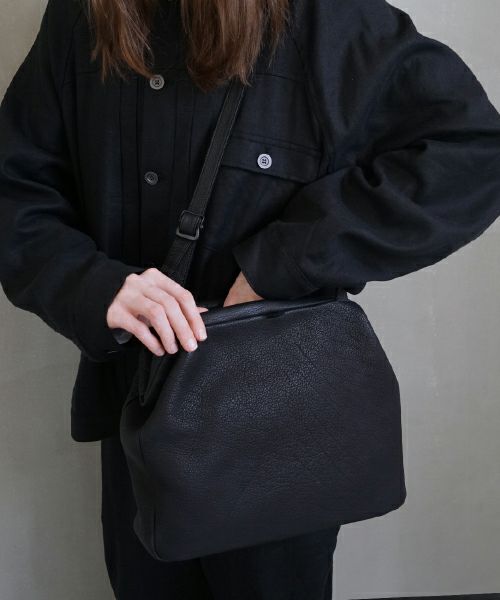 VU PRODUCTヴウプロダクトgama shoulder bag deer leather wide(BLACK)鹿革がま口ワイショルダーバッグvu-product-b20_b