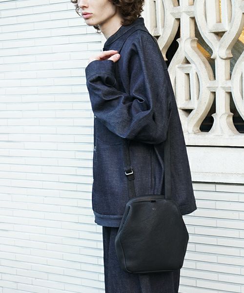 VU PRODUCTヴウプロダクトgama shoulder bag deer leather slim (BLACK)鹿革がま口スリムショルダーバッグvu-product-b21_b