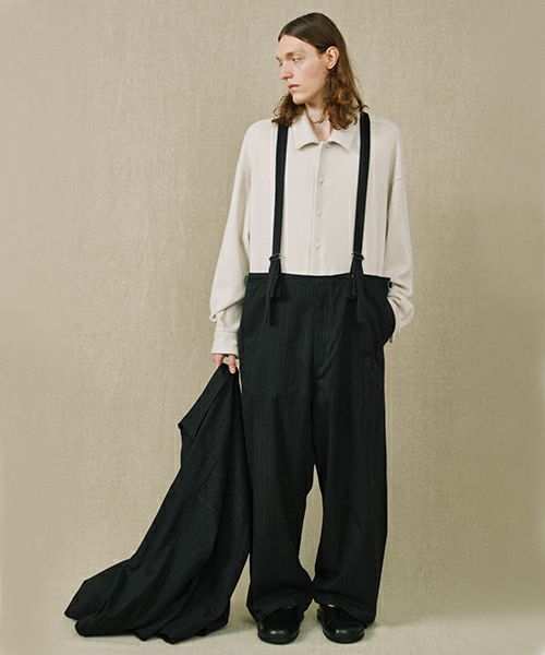 YOKO SAKAMOTOヨーコサカモトMECHANIC-PANTS(YS-25AW-57/BLACK)サスペンダーワイドパンツ 