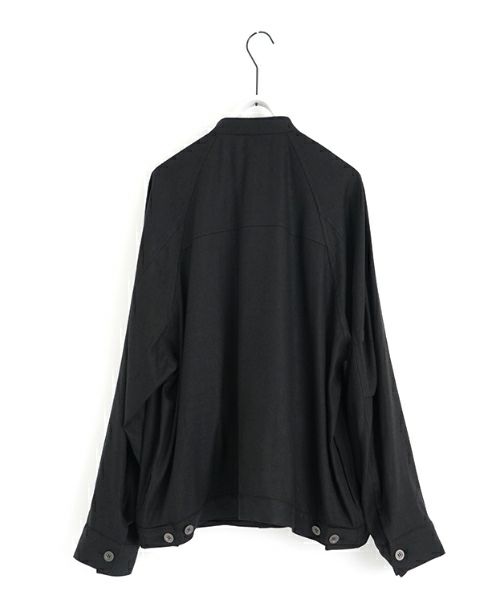 VU / ヴウstand collar work jakect silk linen [BLACK] vu-blu-008