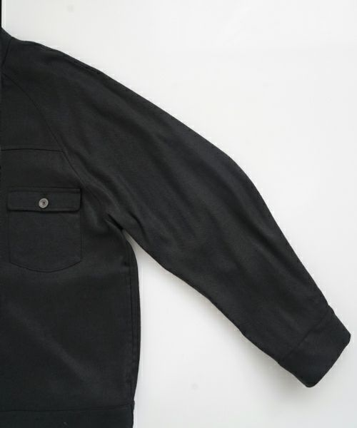 VU / ヴウstand collar work jakect silk linen [BLACK] vu-blu-008
