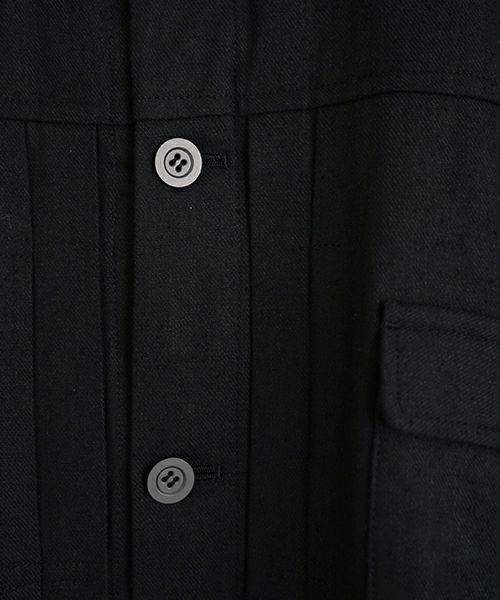 VU / ヴウstand collar work jakect silk linen [BLACK] vu-blu-008