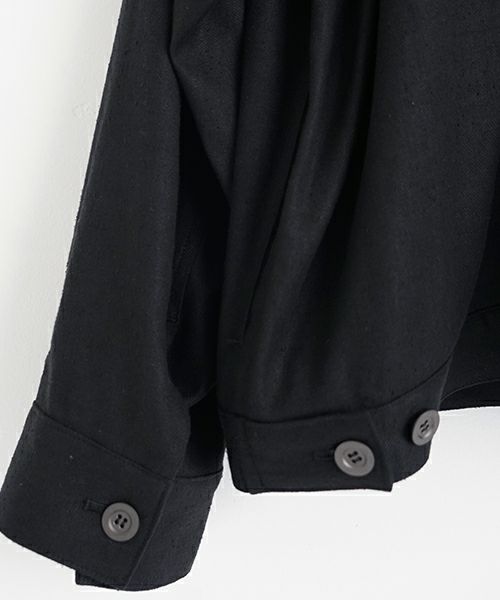 VU / ヴウstand collar work jakect silk linen [BLACK] vu-blu-008