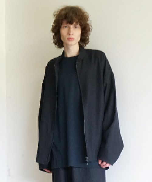 VU / ヴウ Zip Stand Collar Blouson Linen [NAVY]｜ワイド袖