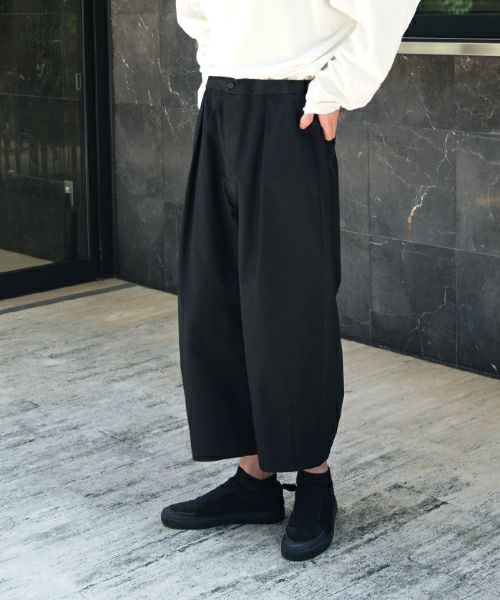 VU / ヴウtuck wide cropped pants finx cotton [BLACK] vu-pnt-012