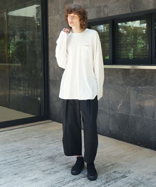 VU / ヴウtuck wide cropped pants finx cotton [BLACK] vu-pnt-012