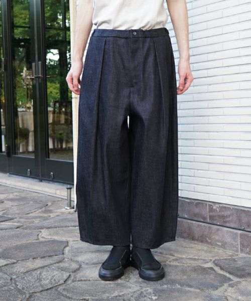 VU / ヴウdenim tuck wide cropped pants [DEEP BLUE] vu-pnt-012