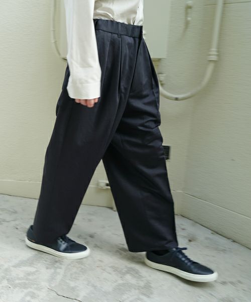 VU / ヴウtailar pants cotton silk linen [NAVY] vu-pnt-013